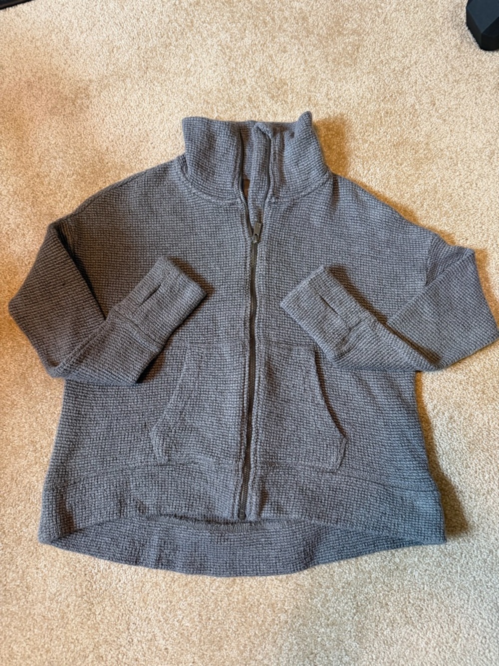 Sweaty Betty Gray Textured Knit Zip Jacket
